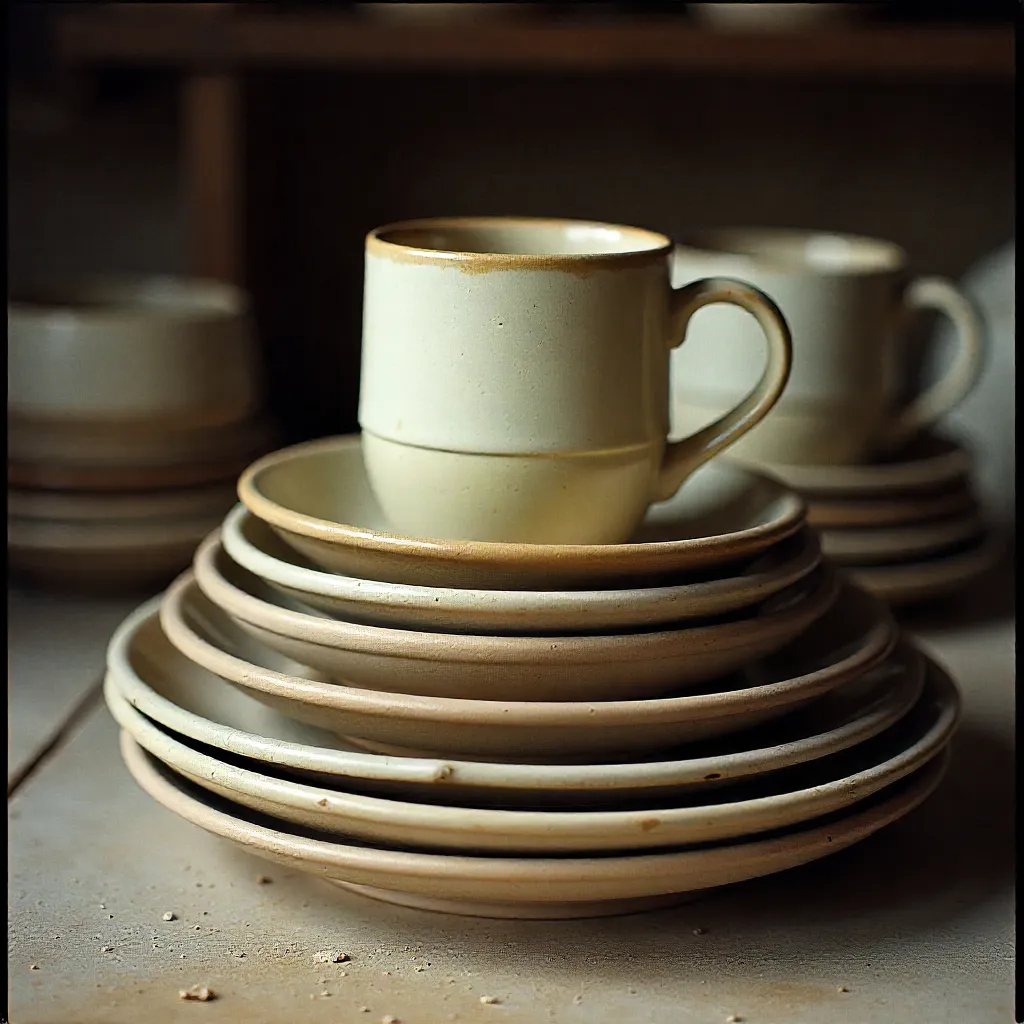 Ceramic dinner plate with natural finish